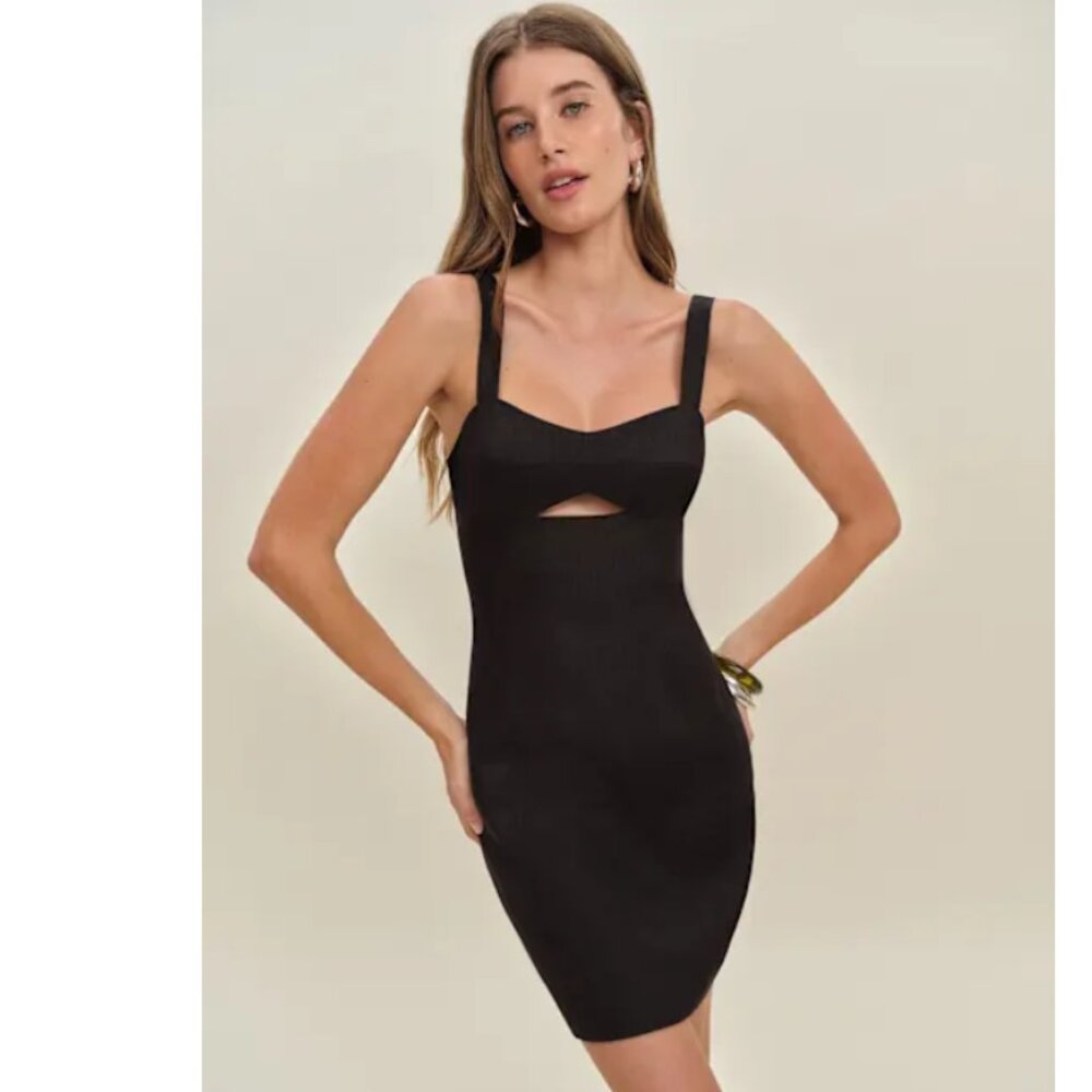 Reformation Belma Linen Dress Black - Size 12 - New With Tags (NWT)